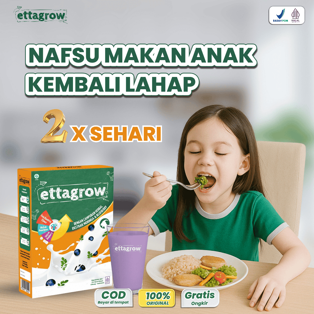 

Susu Ettagrow Nutrisi Lengkap Membantu Menambah Nafsu Makan Anak Rasa Blueberry Original 200gr