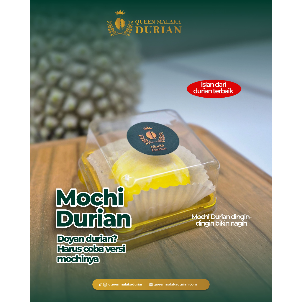 

[PREMIUM] Mochi Durian Asli – Lembut di Luar, Meledak Durian di Dalam!