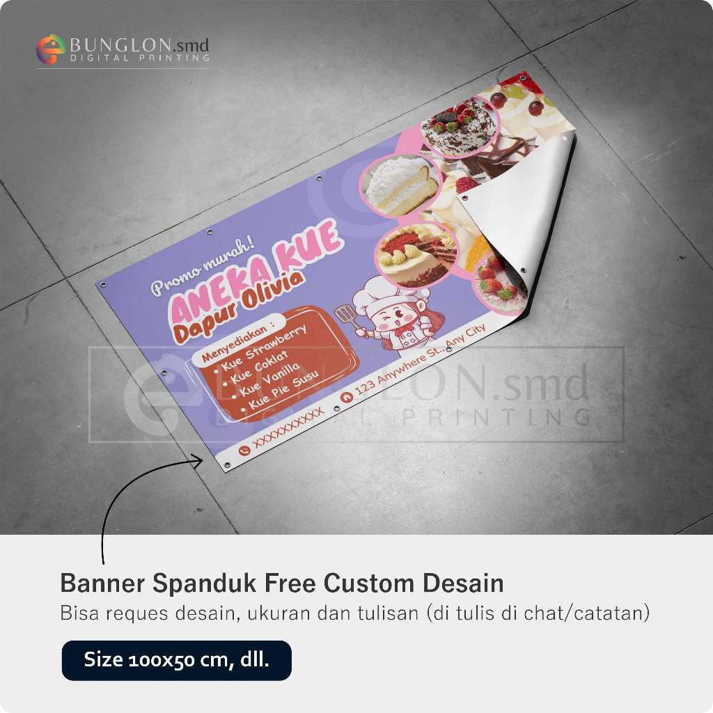 Spanduk Aneka Kue Free Custom Desain