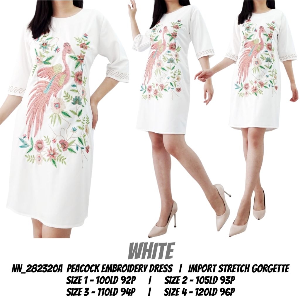 Dress wanita bordir putih natal & imlek (3 MODEL)