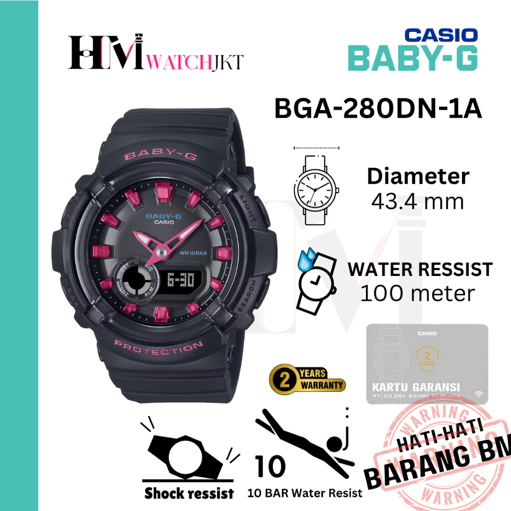 CASIO BABY-G BGA-280DN-1ADR Jam Tangan Wanita Original Analog-Digital Antiair BGA-280DN-1A