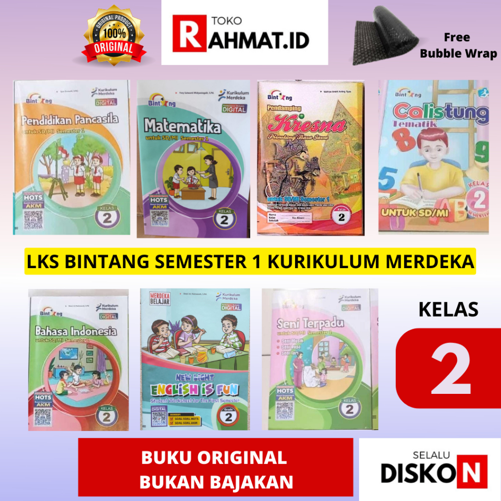 LKS BINTANG KELAS 2 SEMESTER 1 MATEMATIKA BAHASA INDONESIA SENI TERPADU MUSIK RUPA  KRESNA PIWULANG 