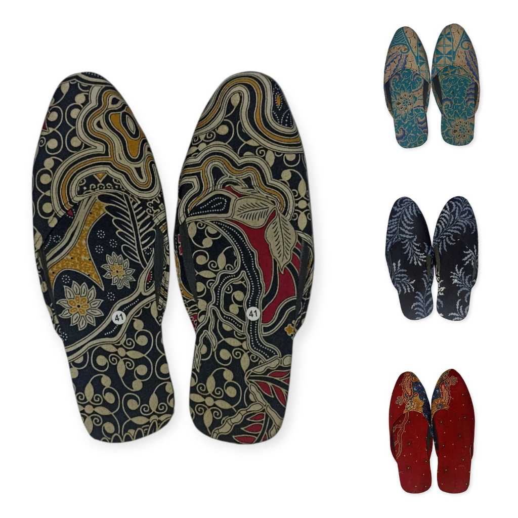 Sandal SLOP TERTUTUP Motif Batik, Unik, Vintage, Ringan, Untuk Dipakai di Rumah, Hotel, Liburan - Ha
