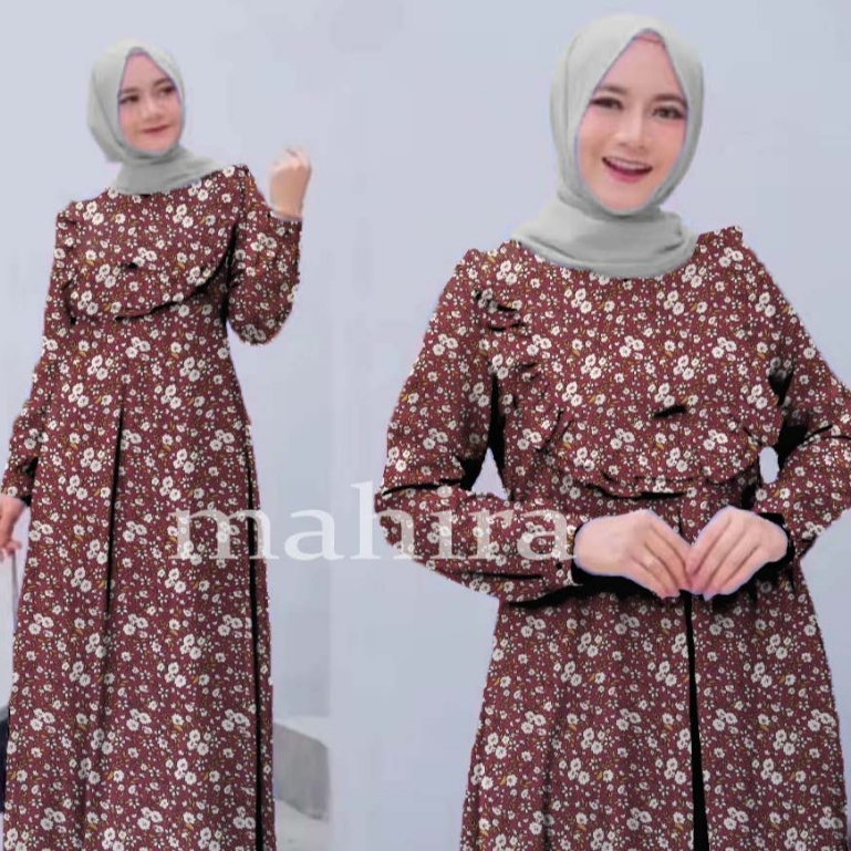 NEW Raya Series Gamis MAHIRA Muslim Syari Resleting Depan Lengan Panjang Wanita Jumbo Remaja Dewasa
