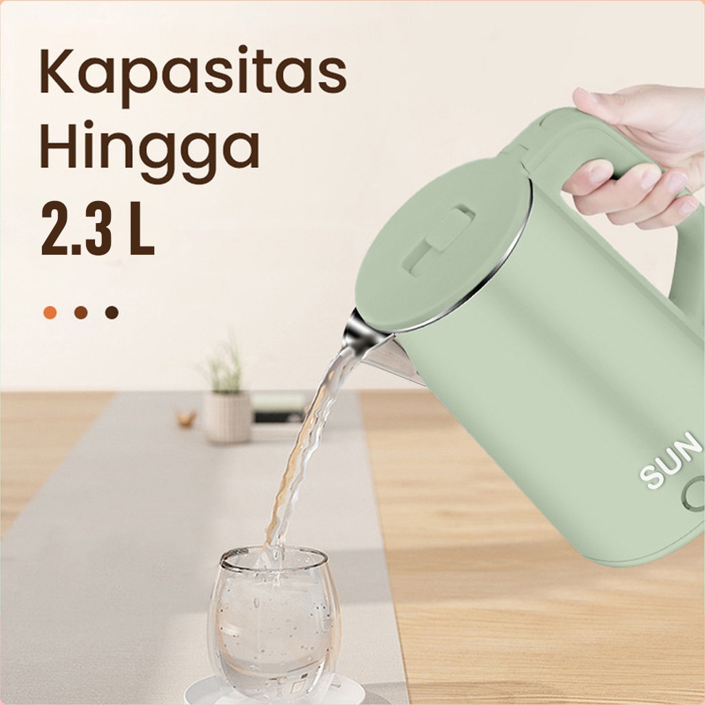 QH223344 - Teko Listrik Pemanas Air Stainless/Electric Kettle SUN 2,3 Liter / Sun Teko Elektrik