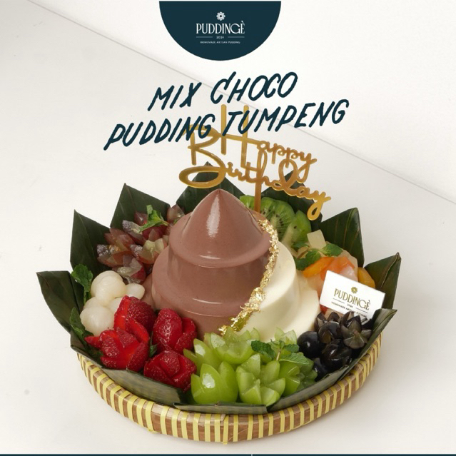 

MIX CHOCO ALMOND MILKY PUDDING TUMPENG | PUDDINGE.ID
