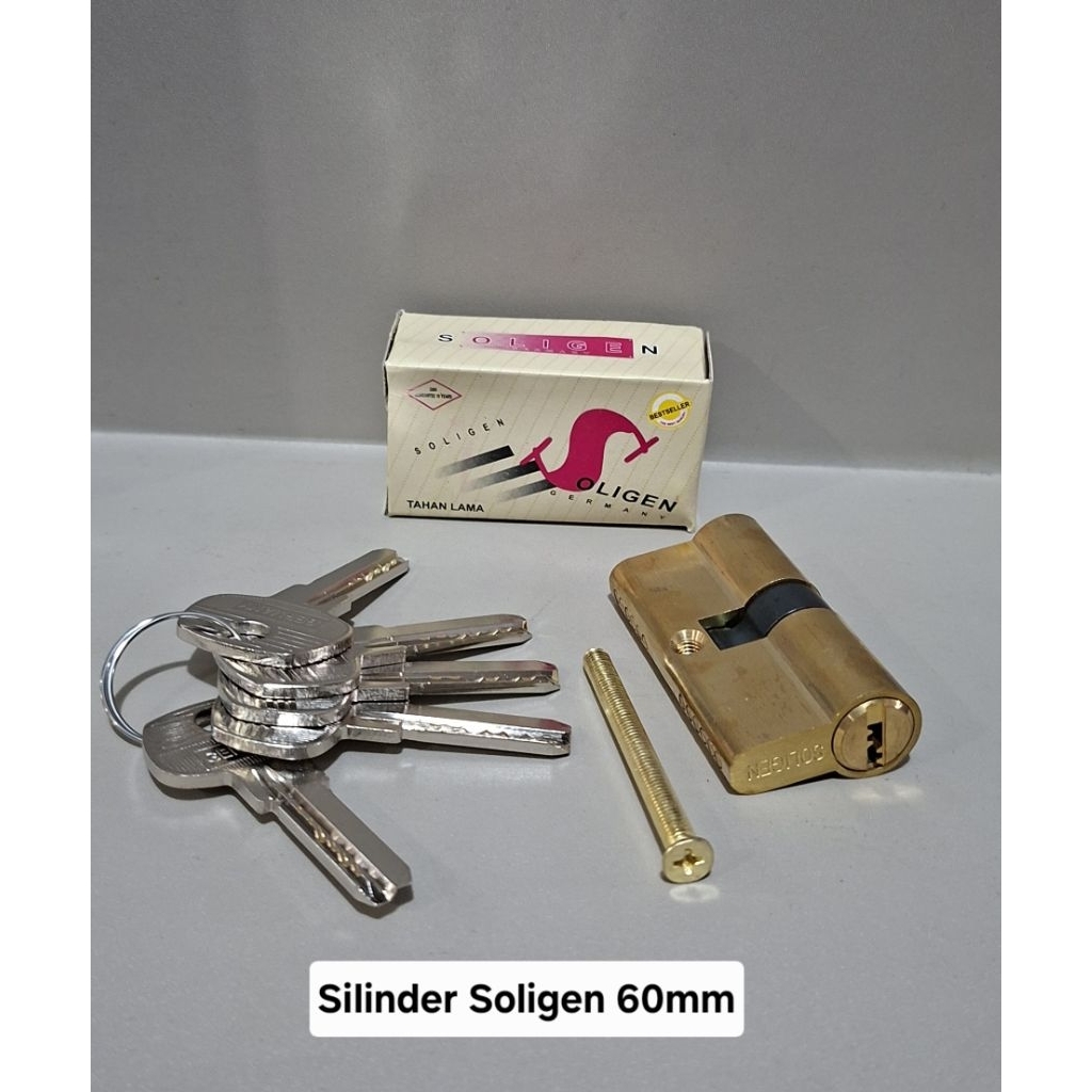 Silinder kunci Soligen 60mm / Silinder kunci pintu besar kuningan computer key