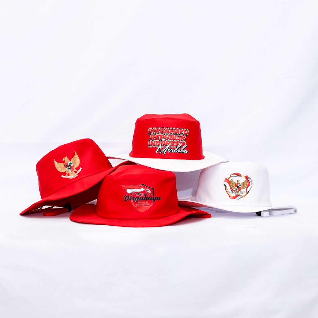Topi Rimba Dewasa cewek cowok  Merah Putih Logo Kemerdekaan