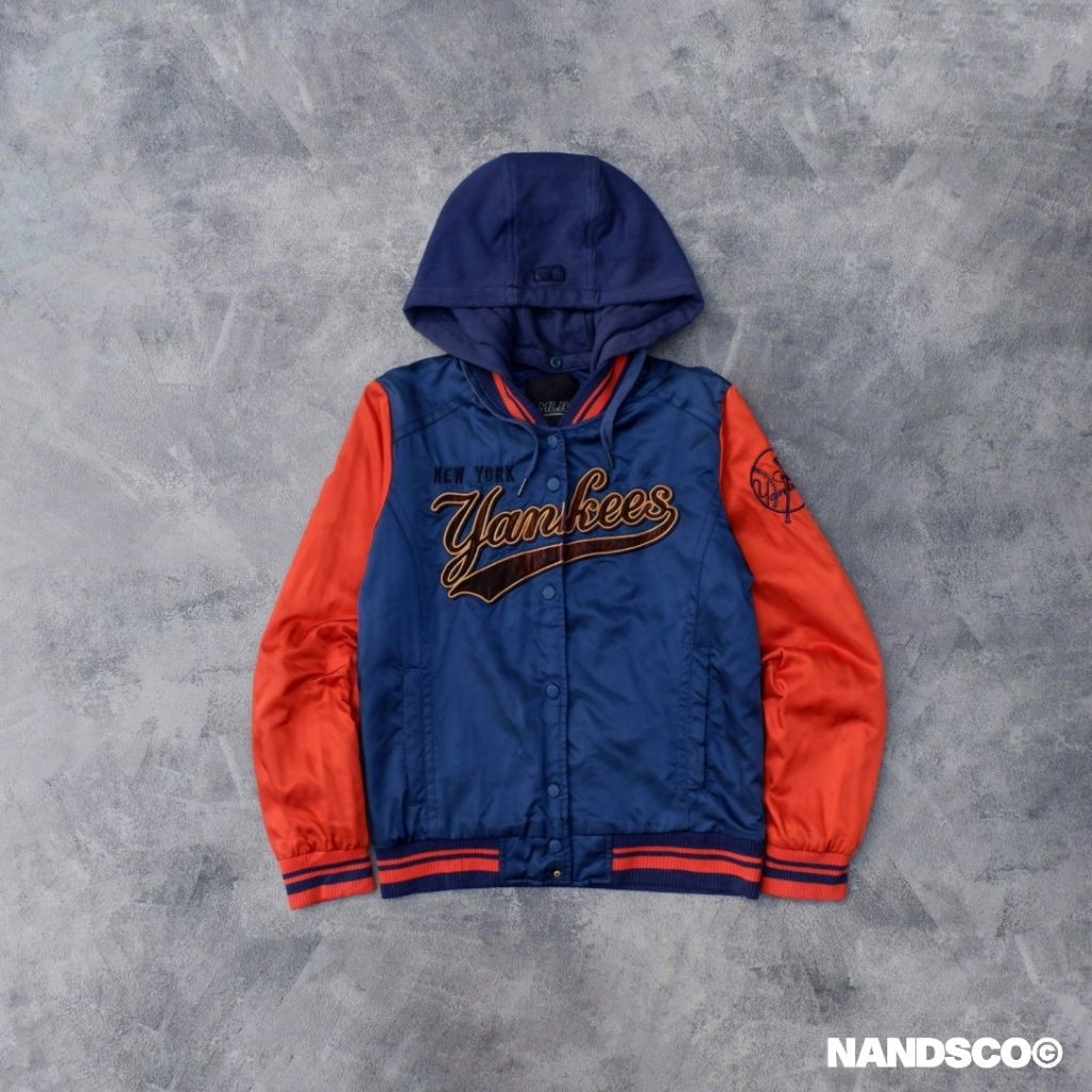 MLB spellout "YANKEES" Varsity Jacket - Blue Navy/Orange