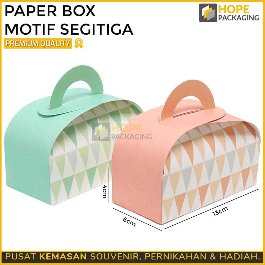 

[ 3 PCS ] Paper box motif segitiga snack kue gift box hadiah souvenir 13x6.5x4.2 / Kotak Box Mini / Paperbag Hadiah Hampers