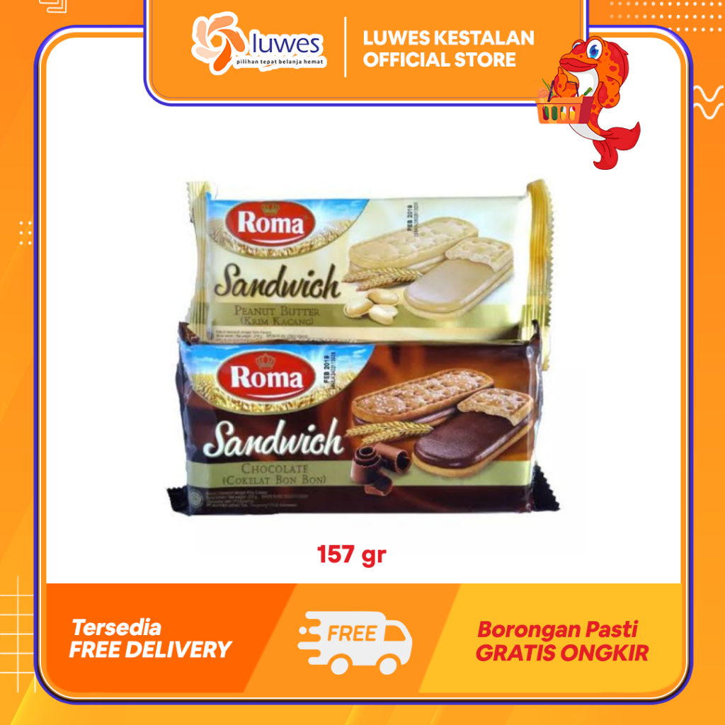

Roma Sandwich 157gr Peanut Butter / Chocolate Biskuit Yang Memiliki Kandungan Susu & Enak