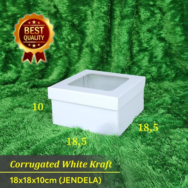 

((10 Pcs)Box Cake Tart Birthday 18x18x10cm Kotak Kue Puding Dus Hampers Packaging