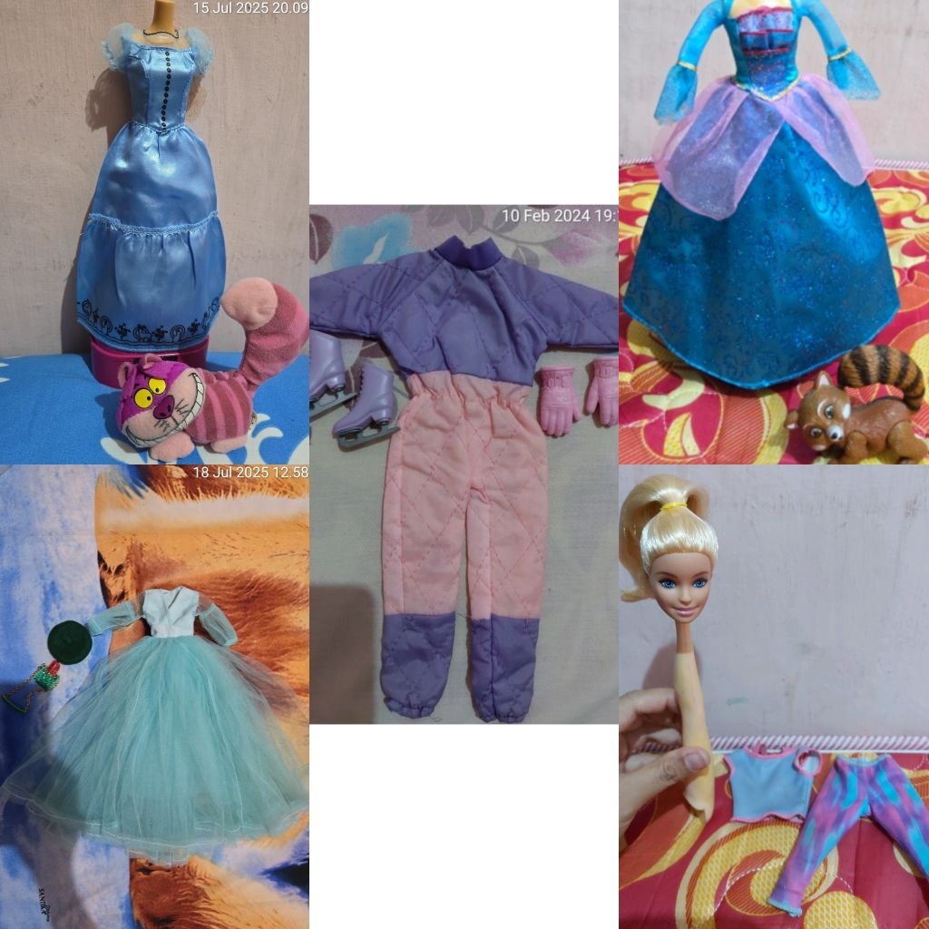 baju boneka barbie princess rosella island set ice skating salju alice disney mattel jadul vintage d
