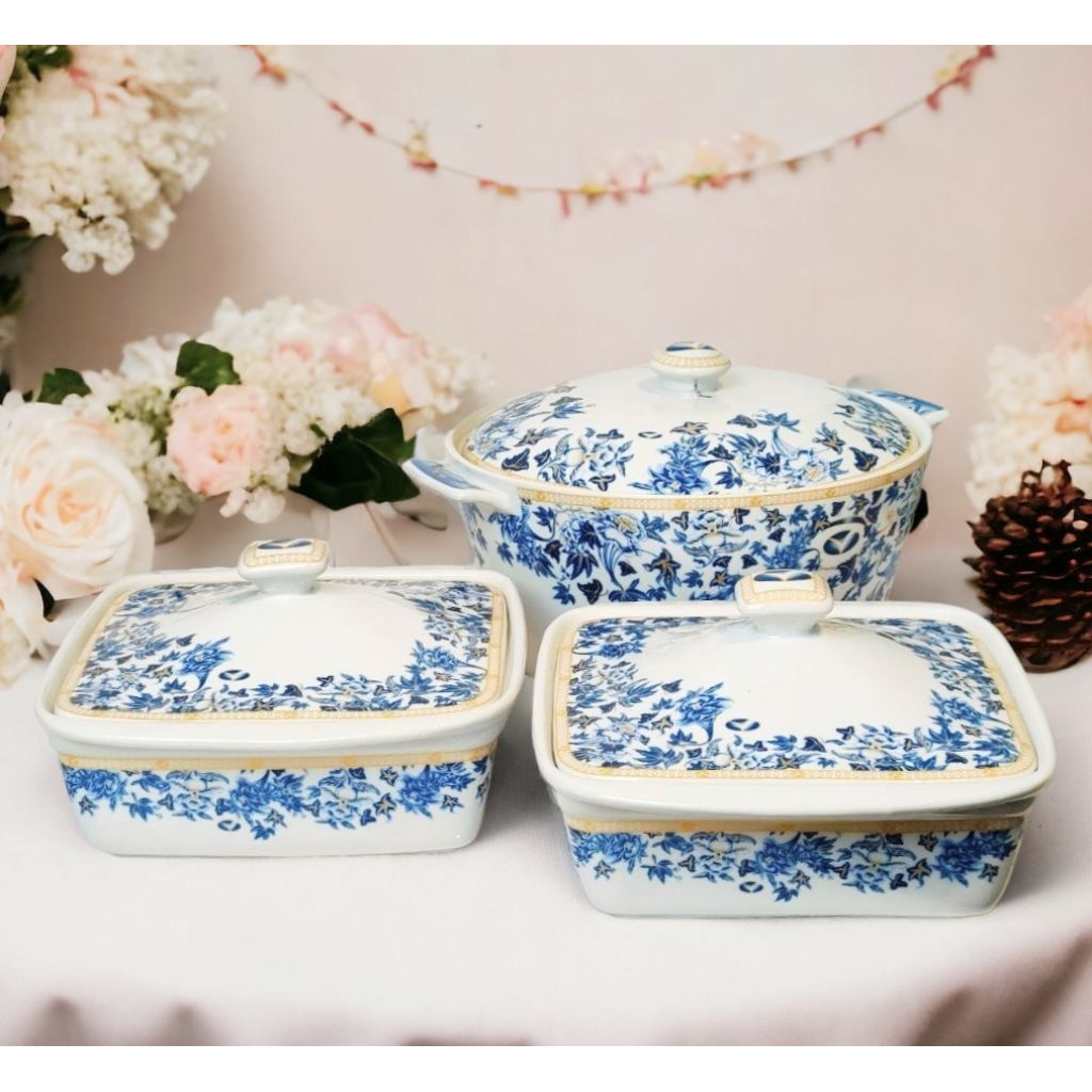 Prasmanan Ivana Sa88 Ayana, set 3 wadah saji VICENZA, dengan 2 mangkok saji 1300 ml dan 1 mangkuk sa