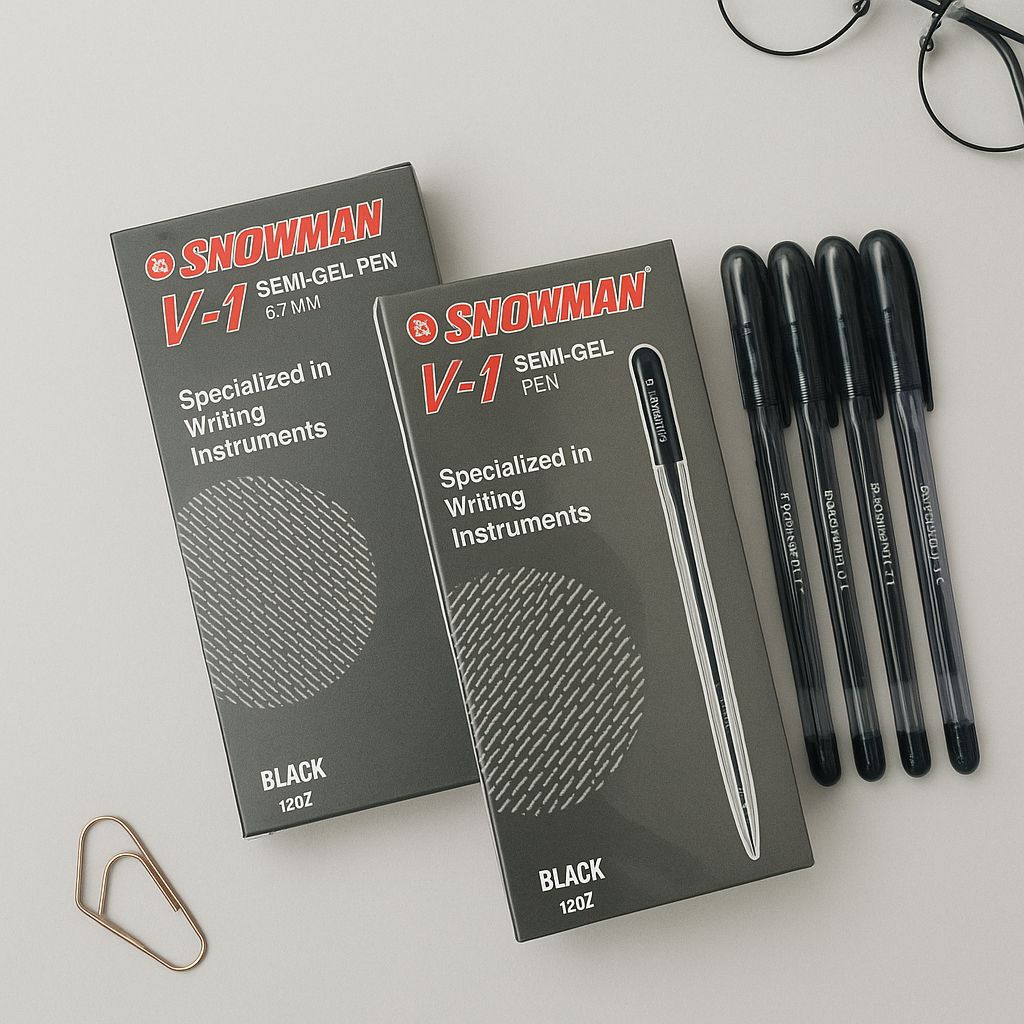 

SNOWMAN V-1 Semi-Gel Pen 0.7mm – Pulpen Tinta Hitam Premium