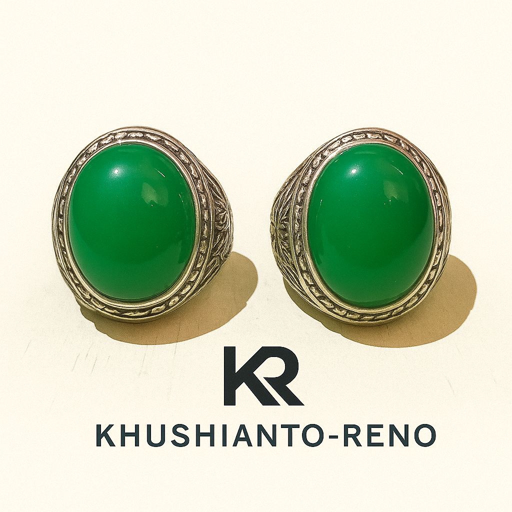 Cincin Batu Hijau Garut Cincau Asli Langka Elegan Pria Wanita