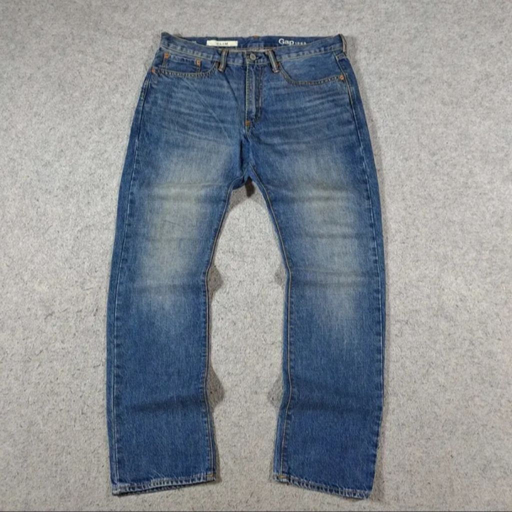 GAP - CELANA JEANS blue wash kancing full embos jahit ⛓️ cakep tag lengkap second jeans