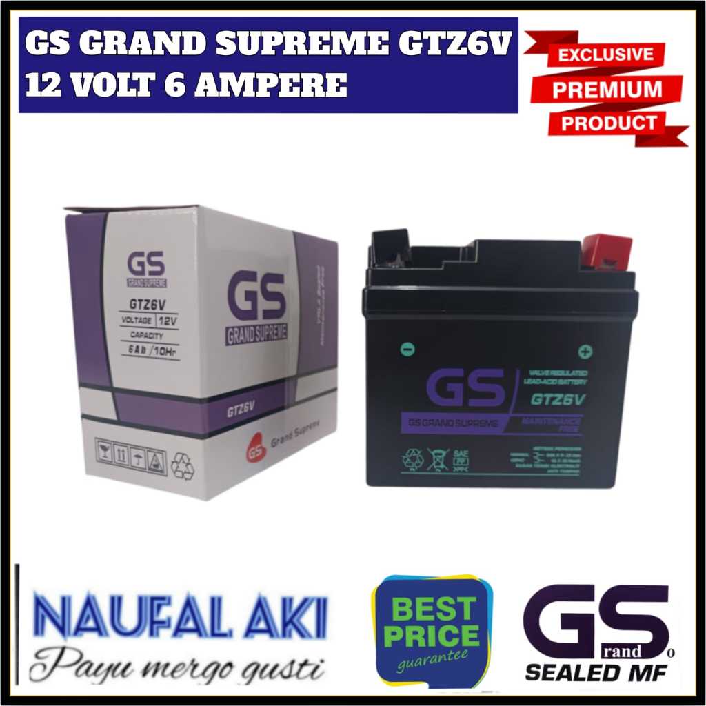 Aki Motor Satria FU GS Grand Supreme GTZ6V 6 Ampere Aki Kering Langsung Pasang