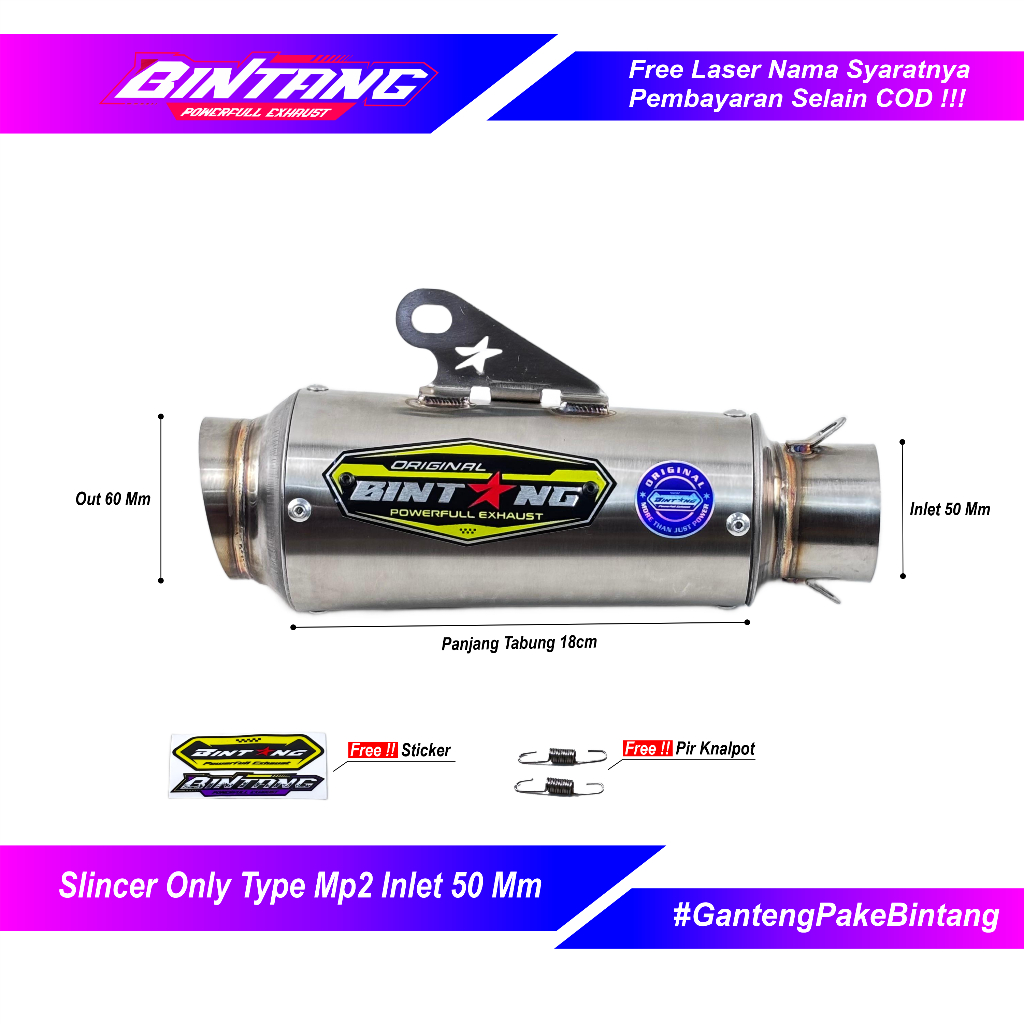 Slincer Only Type Mp2 Original Bintang Powerfull Exhaust