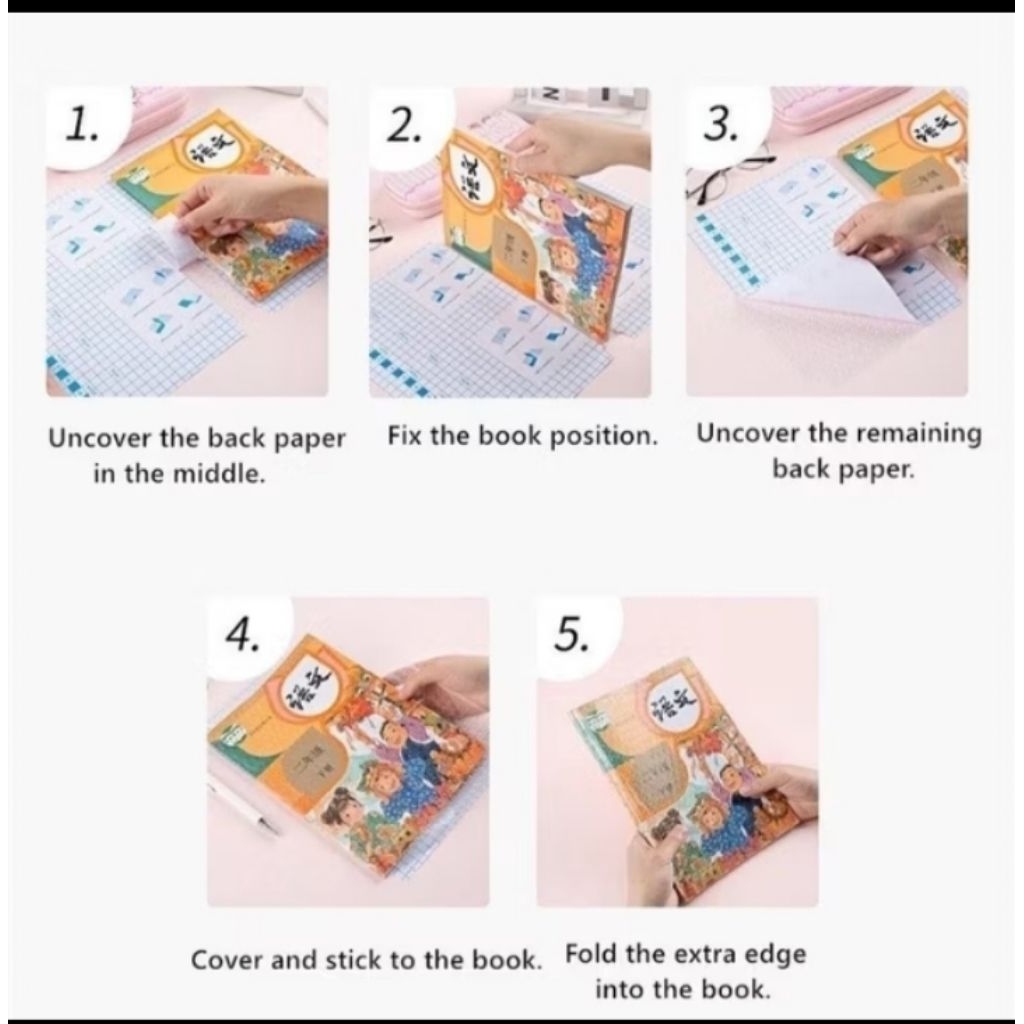 

{READY STOK} 0Sampul Buku Tulis Teks Cetak Plastik Sticker Buku PVC Film Anti Air Transparan