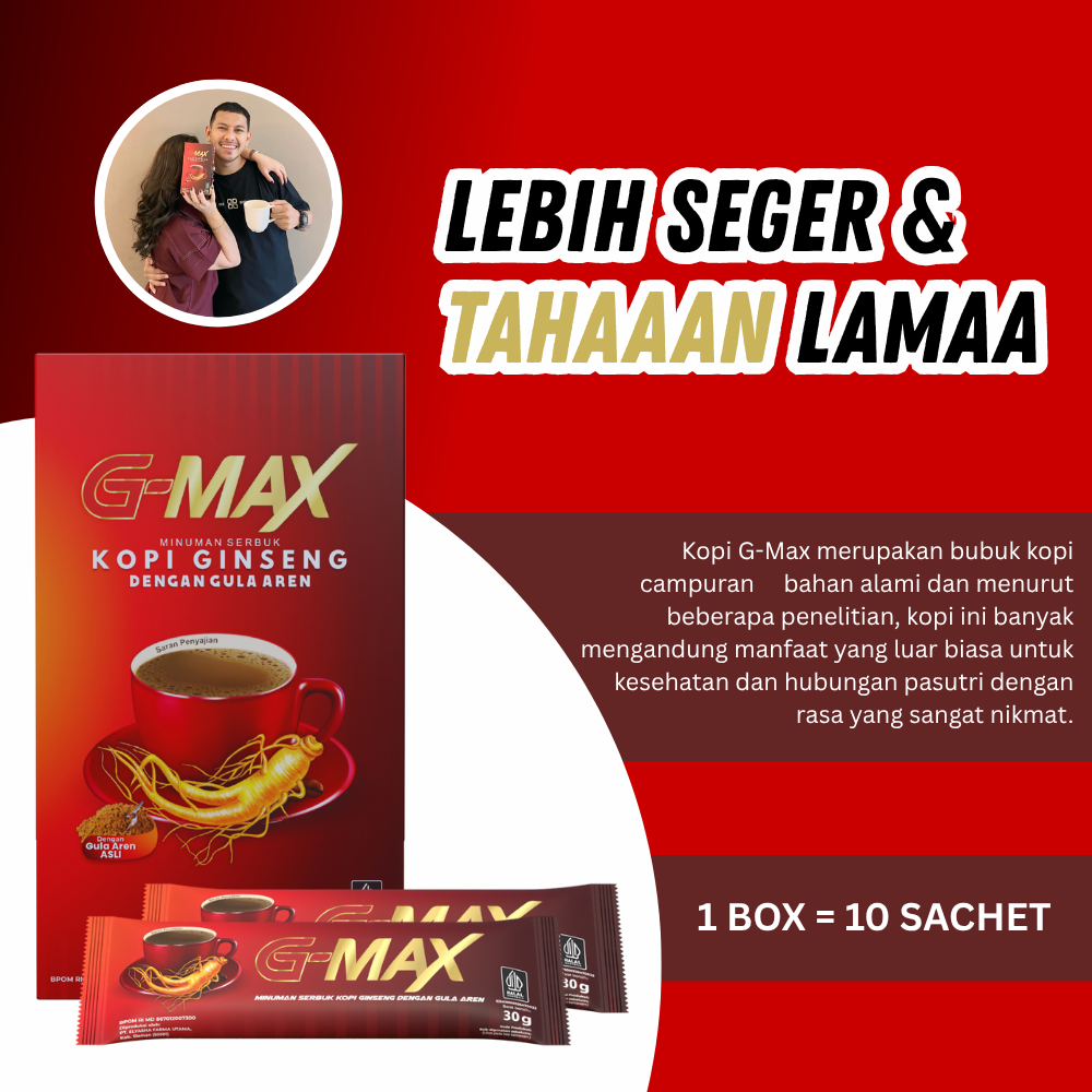 

KOPI G-MAX Minuman Kopi Ginseng Stamina Jadi Lebih Tahan Lamaaa 1 Box isi 10 sachet