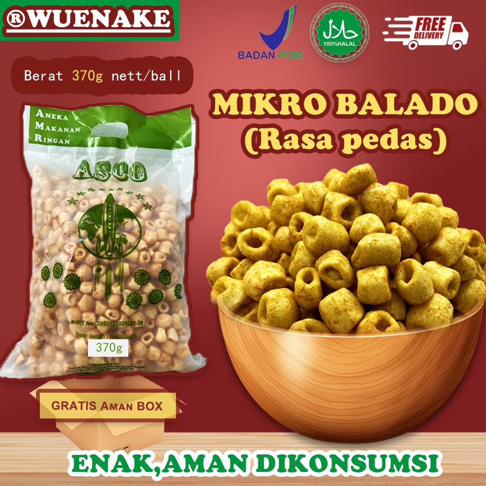 

WUENAKE Makaroni Besar Balado,Makaroni Mikro Balado/Makaroni Mini Mikro 370 Gram MIKRO BALADO(Rasa pedas dan gurih)