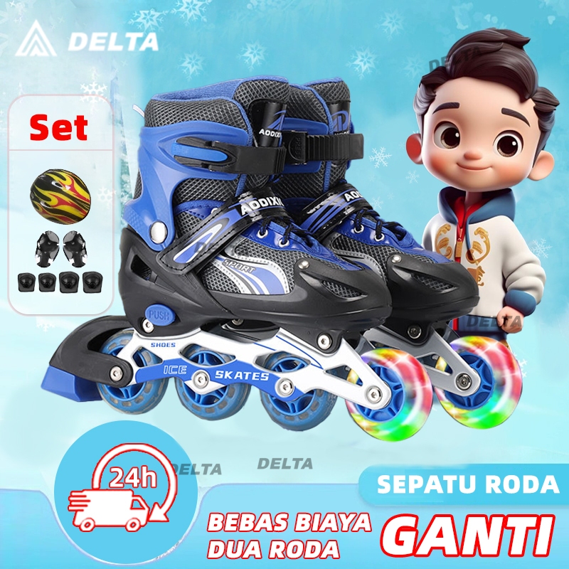 sepatu roda anak laki laki Perempuan dengan Roda LED & PU sepatu roda anak laki laki 3-13 tahun