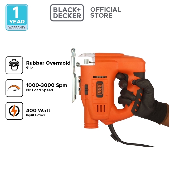 Black+Decker Jigsaw Variable Speed / Gergaji Kayu Listrik 400W JS20-B1