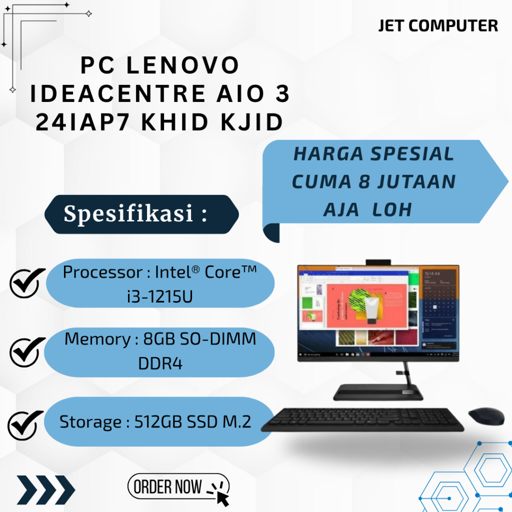 PC Lenovo IdeaCentre AIO 3 24IAP7 KHID KJID/Core i3 1215U/8GB/512GB SSD