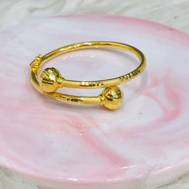 gelang bangle anak bola silang kristal simple elegant emas asli kadar 875