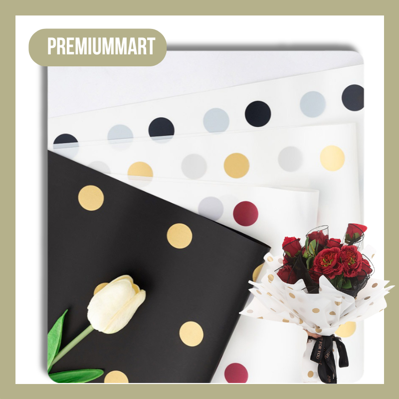 

20 LEMBAR Kertas Buket Bunga Korean Premium Cotton Polkadot Flower Wrapping Paper Waterproof KB093