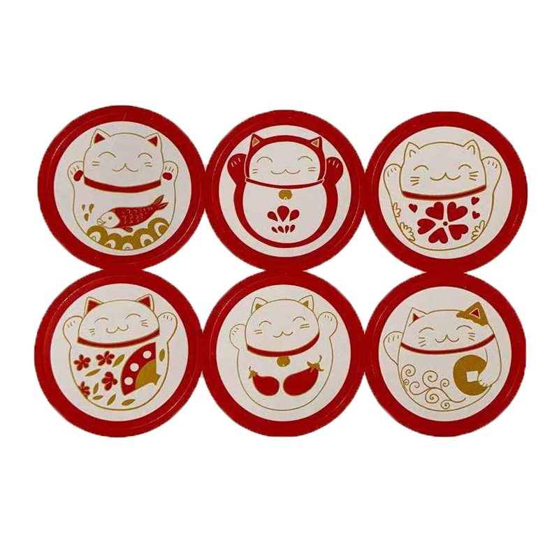 

Aurora51 (10 Lembar) Sticker Imlek Kucing 6 Sticker Hiasan Box CNY Chinese New Year Box Decoration Perekat Label Stiker Imlek CNY Hampers Hamper Goodie Bag