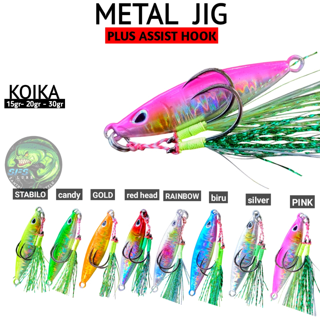 Micro jig set assist hook 10g/15g/20g/30gram umpan pancing metal jig umpan pancingan umpan memancing