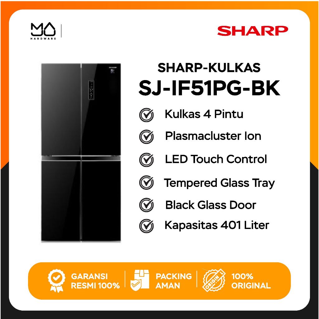 SHARP Kulkas 4 Pintu SJ-IF51PG-BK - Garansi Resmi
