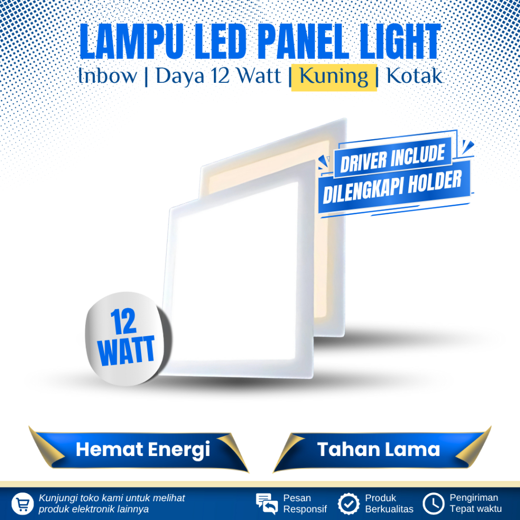 LAMPU DOWNLIGHT LED INBOW 12 WATT KOTAK CAHAYA KUNING LAMPU LED PANEL LIGHT 12 WATT INBOW KOTAK