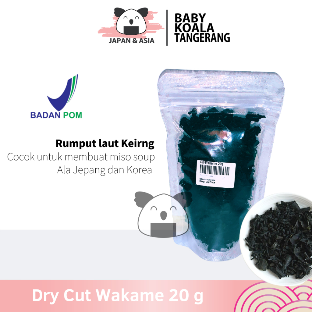

DRY WAKAME Rumput Laut Kering 20 g │ Dried Cut Wakame Import for Miso Sup Ramen Udon –BKT