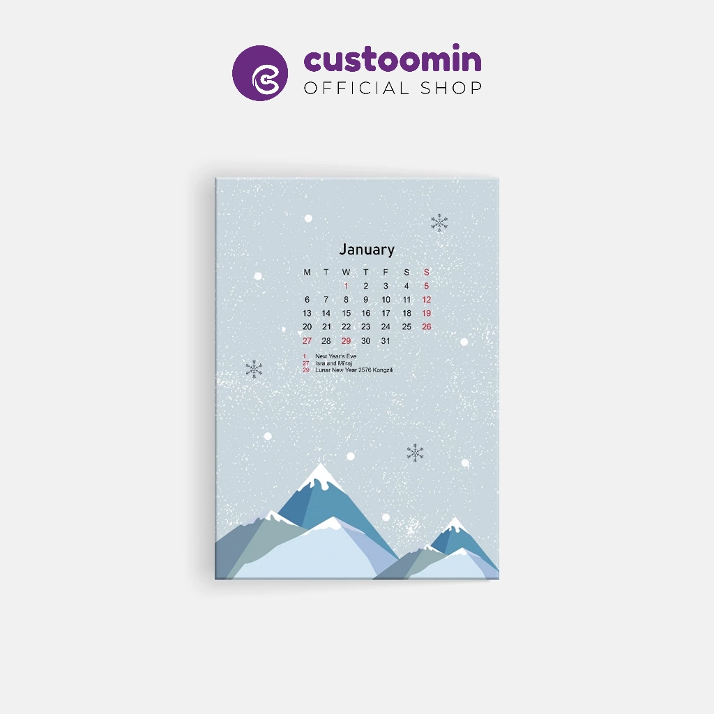 

Kalender 2025 Calendar Only #Edisi Christmas (Ukuran A4 29,7x21 cm) - Dekorasi Kalender 2025 | Custoom.in