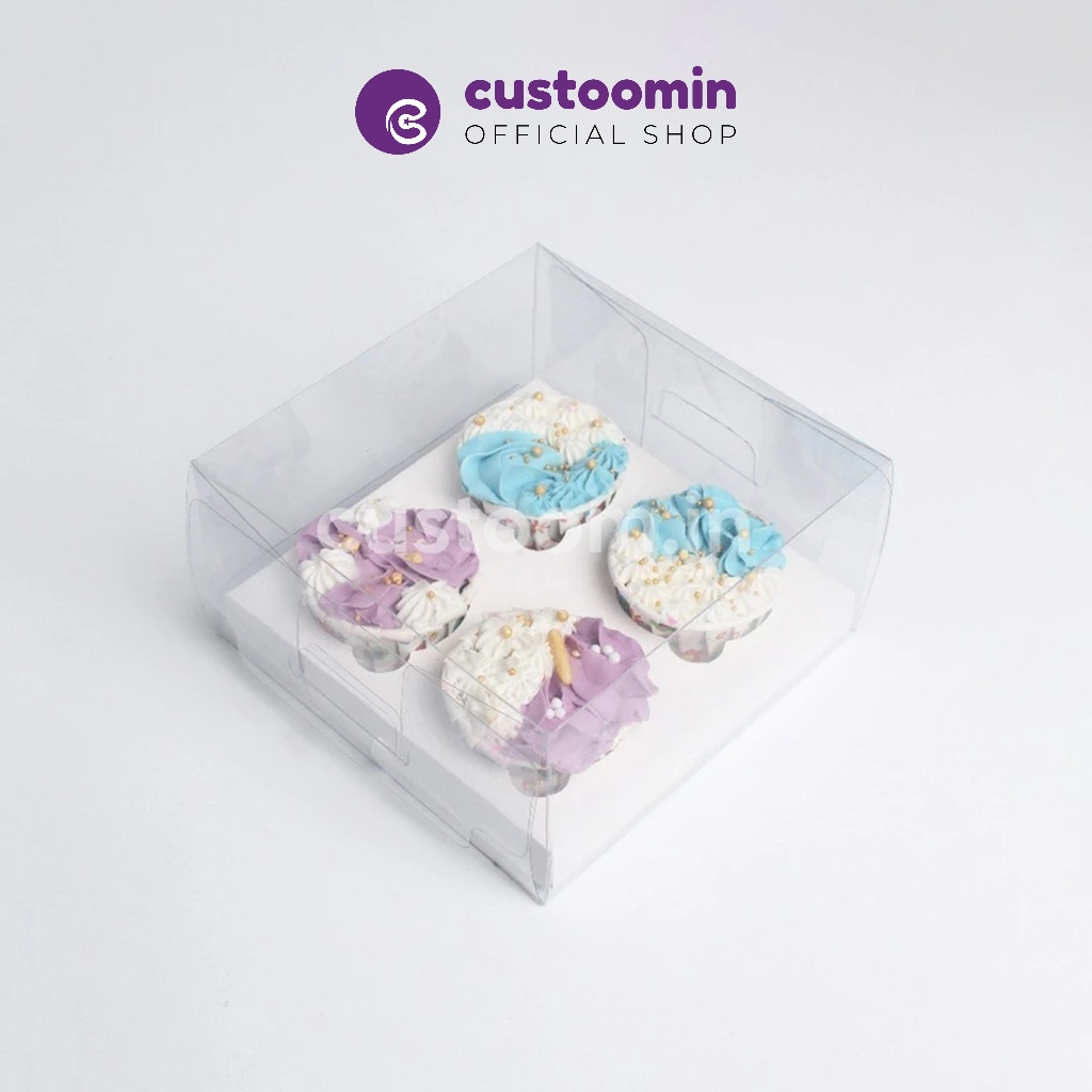 

17CFM Box Mika Cupcake Isi 4 | Kotak Ukuran 17x17x9 cm | Kotak Cupcake Full Mika | Custoom.in