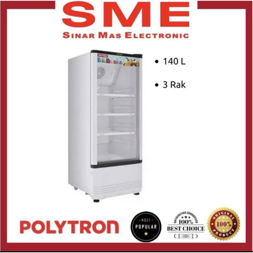 Showcase / Lemari Pendingin Minuman POLYTRON 140L 3 Rak - scn140x