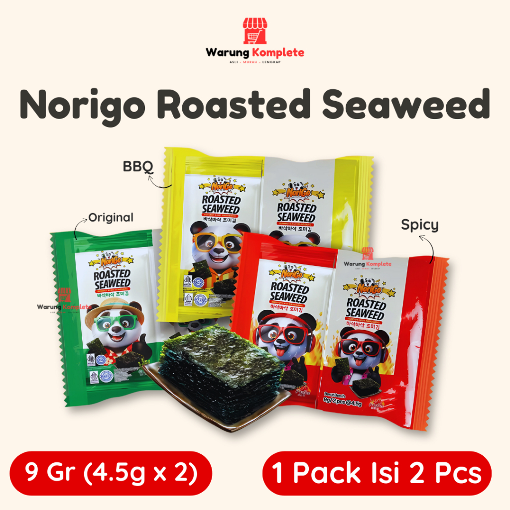 

TERMURAHH !! NoriGo Dosirak Roasted Seaweed 4.5gr 1 Pack isis 2 Pcs /Camilan Rumput Laut/Snack Rumput Laut Panggang/Snack Nori Halal