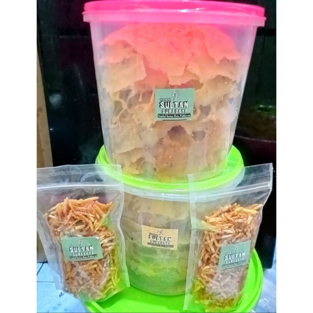 

Peyek Premium By Sambel Sultan Surabaya varian Grago kemasan toples 5 liter