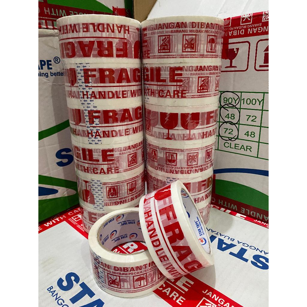 

LAKBAN FRAGILE (DUS) Isolasi Fragile Video Unboxing / Lakban Paket Lengket / Daya Rekat Kuat