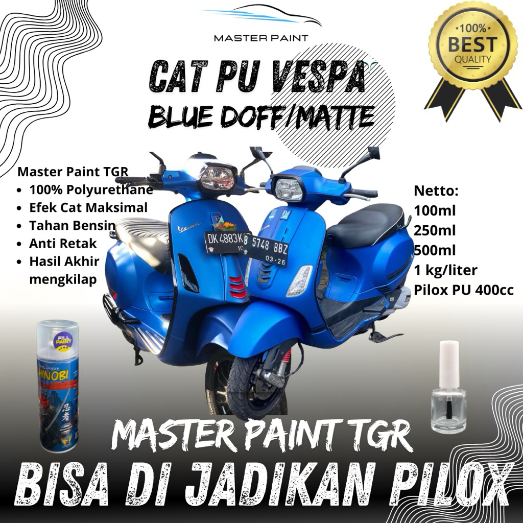 (BISA DIJADIKAN PILOX) Cat PU Vespa Matic Blue doff matte | Cat Vespa Matic Biru doff matte Original