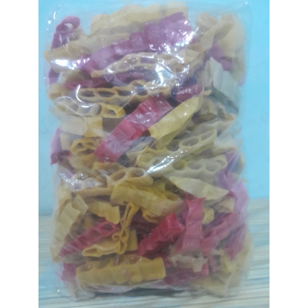

Kerupuk rantai warna warni mentah gurih 1kg
