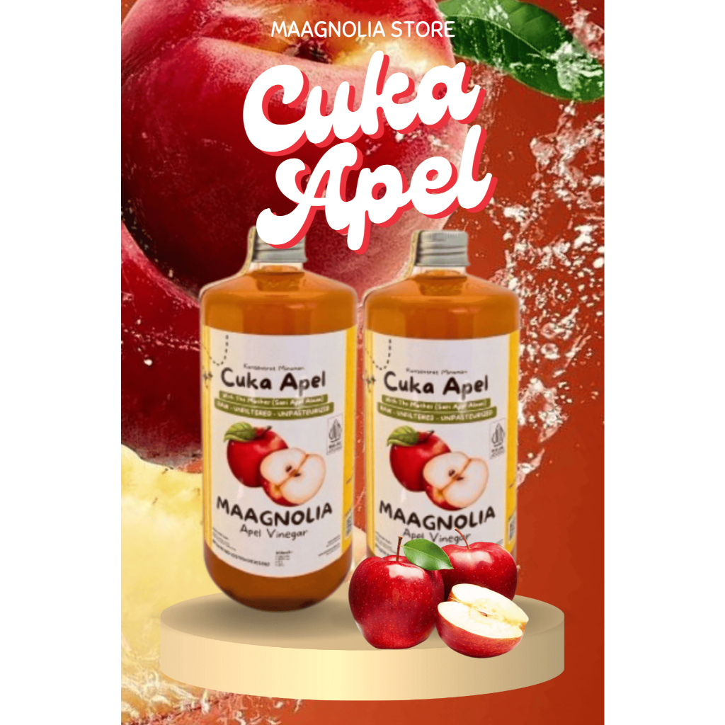 

CUKA APEL ORIGINAL ORGANIK 250 - 500 ML / APPLE CIDER VINEGAR WITH MOTHER/ CUKA SARI APEL MAAGNOLIA