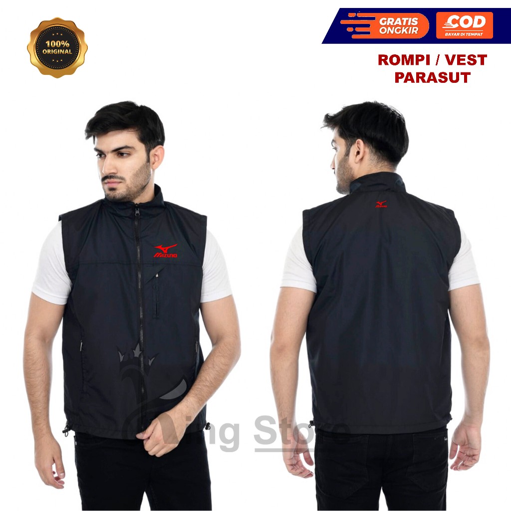 Promo COD Rompi Motor Vest Parasut Pria dan Wanita Logo Sablon Mizun0 Merah Rompi Komunitas Rompi Ke