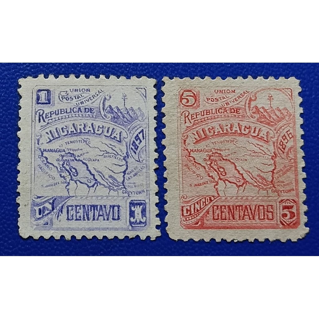 

Prangko Lawas LN Nicaragua 2 Keping Thn 1896 & 1897