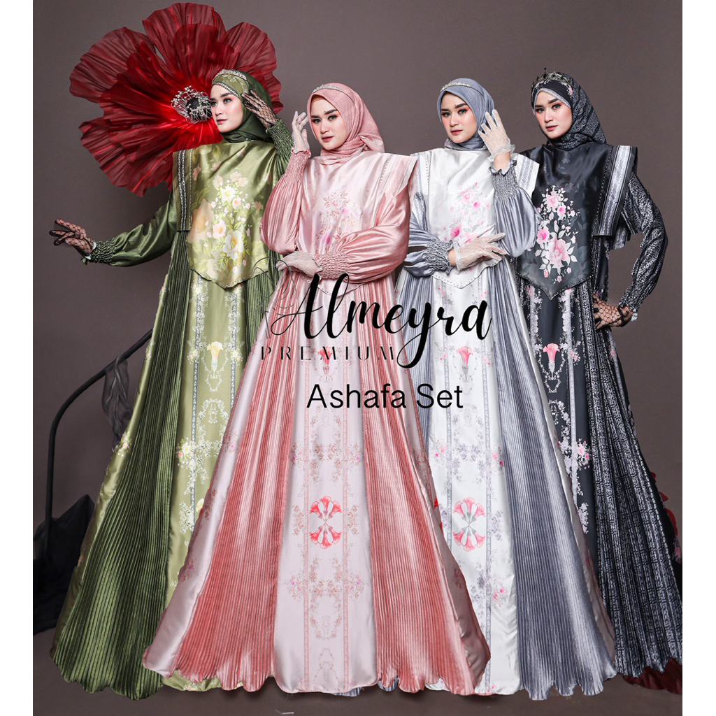 ASYAFA SET SERIES BY ALMEYRA PREMIUM SYARI GAMIS SETT SCRAFT MEWAH TERBARU BRANDED GAMIS SYARI PESTA