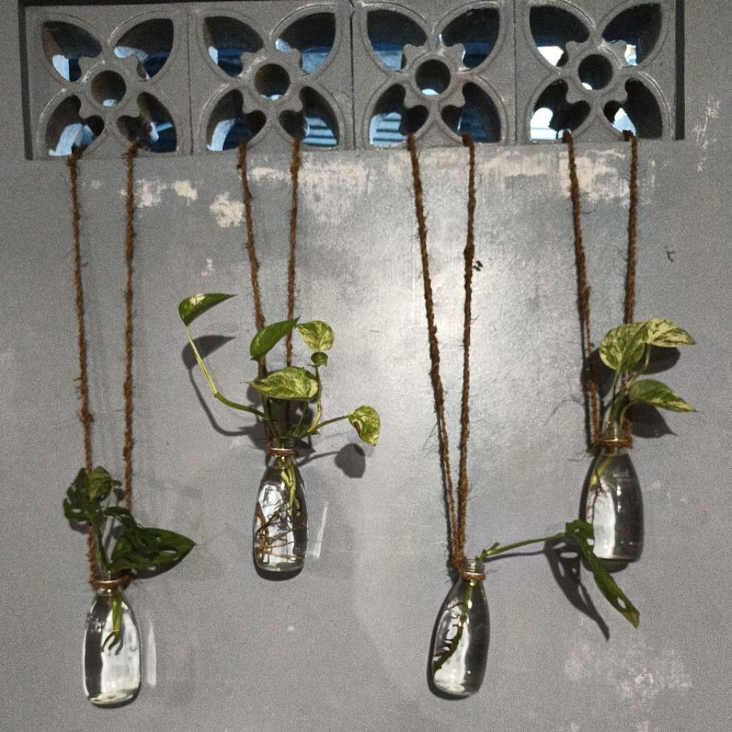 Botol/vas kaca gantung vintage lucu unik