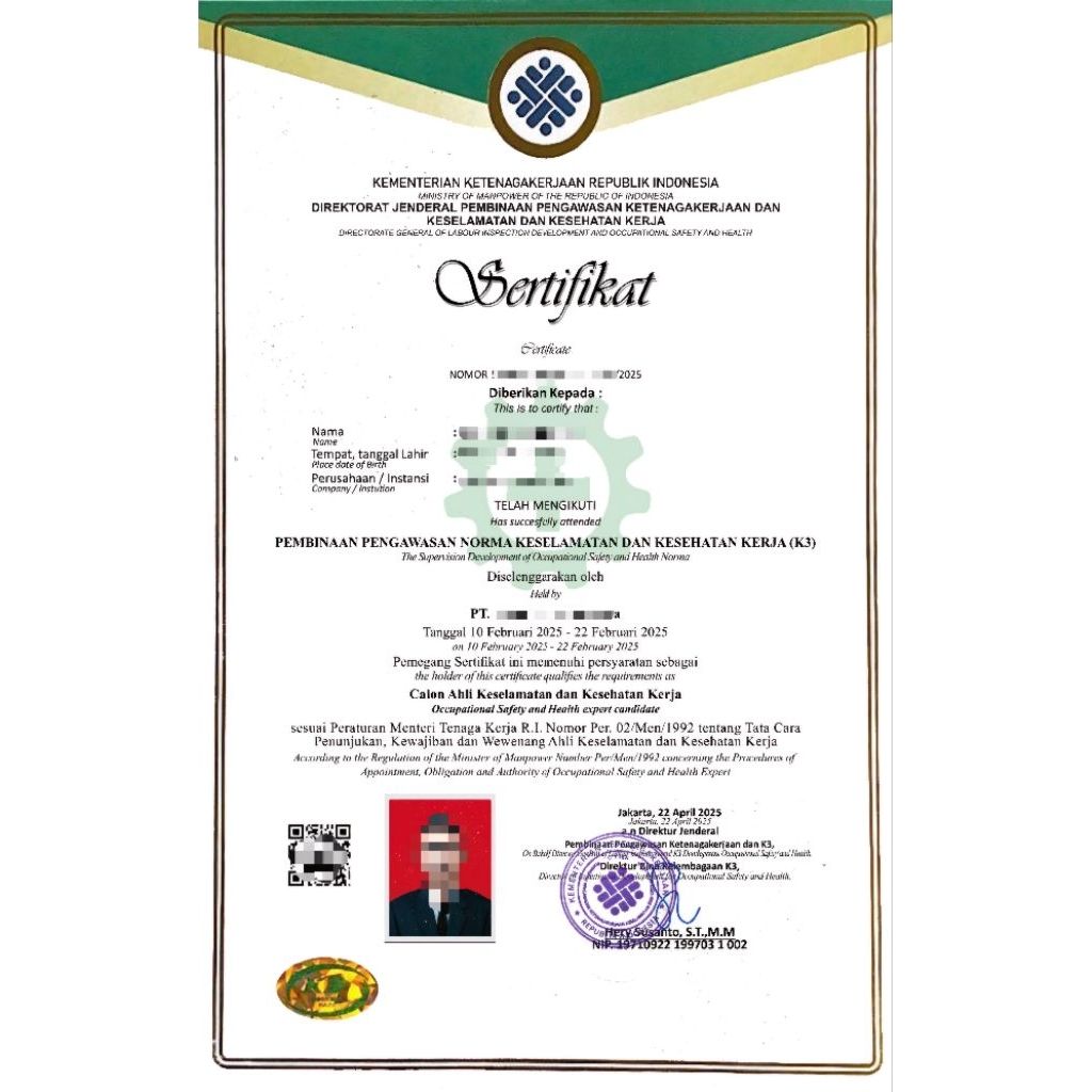 terima jadi Pelatihan K 3 Umum